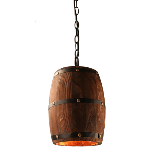 American Modern Nature Loft Wood Wine Barrel E27 Hanging Vintage Pendant Lights For Dining Room