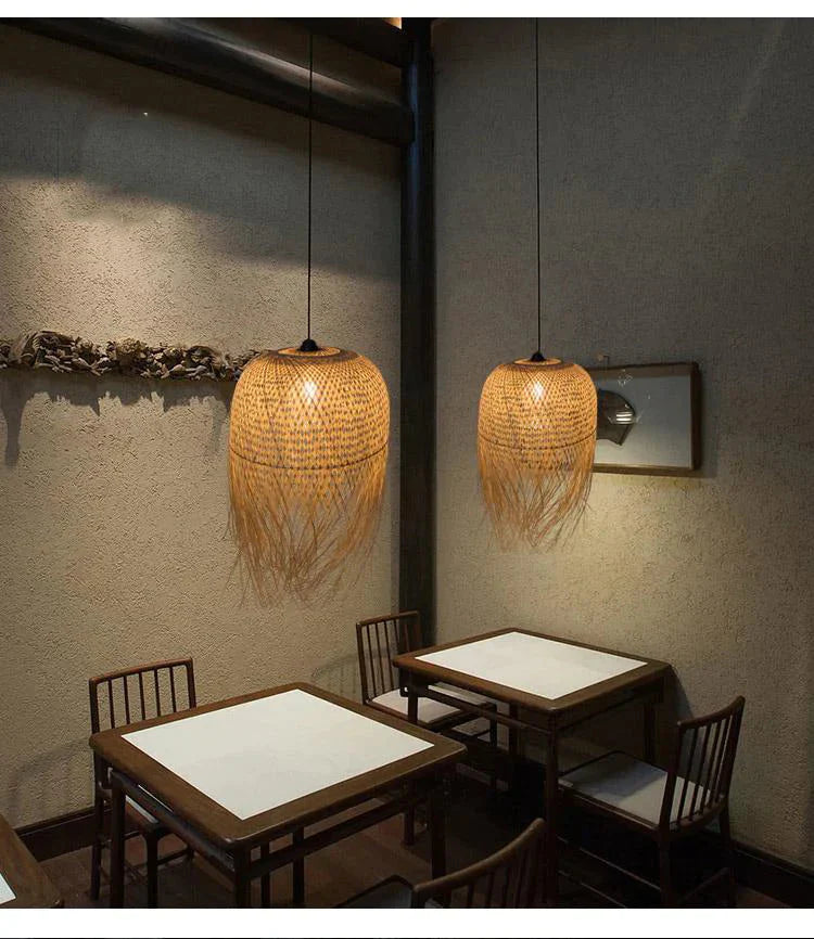 Chinese Bamboo Pendant Lights Led Hang Lamps For Home Luminaire Design Japanese Loft Hanging Lustre