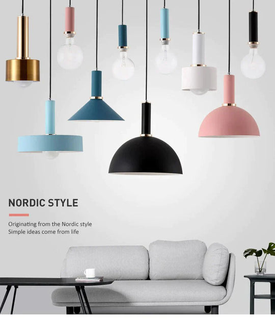 Nordic Macarons Pendant Lights E27 Led Modern Creative Hanging Lamp Design Diy For Bedroom Living