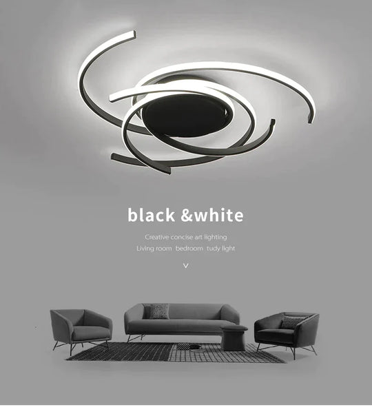 Creative Modern Led Ceiling Lights Living Room Bedroom Study Balcony Indoor Lighting Black White