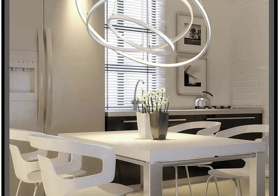 Lumulox Pendant Lights For Living Room Foyer 1/2/3 Circle Rings Acrylic Aluminum Body Led Lamp