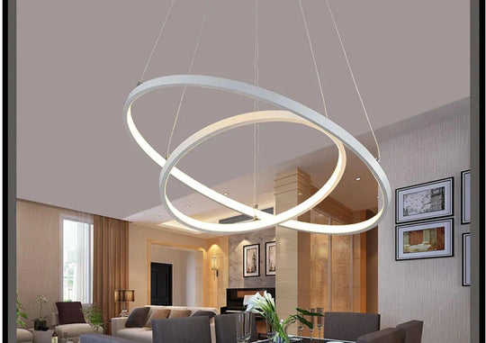 Lumulox Pendant Lights For Living Room Foyer 1/2/3 Circle Rings Acrylic Aluminum Body Led Lamp