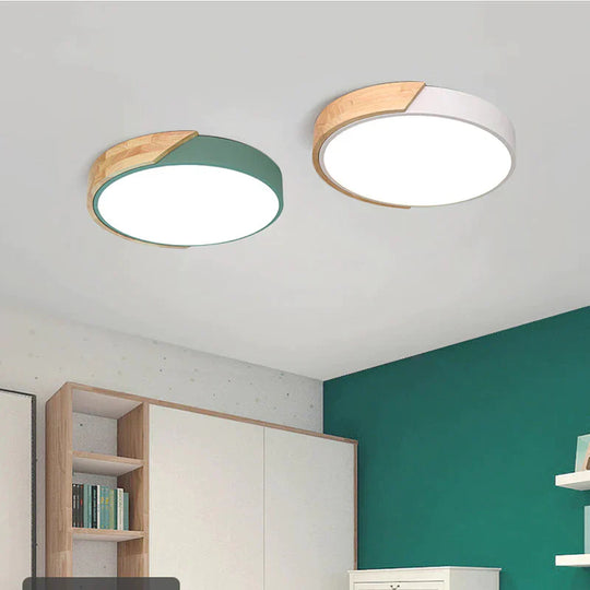 Led Ceiling Lights Ultra Thin Modern Lamp Nordic Dimmable Wood Livingroom Bedroom Round Light
