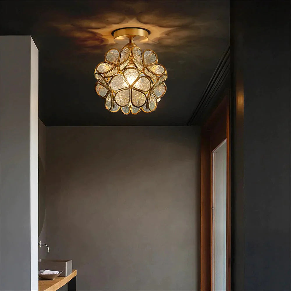Tiffany Colorful Flower Glass Ceiling Lamp Led Modern Indoor Restaurant Dining Room Cafe Shop