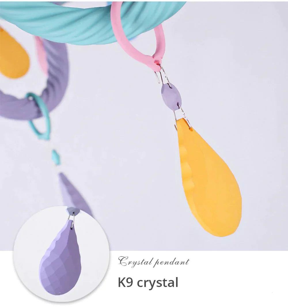 Colorful Crystal Chandelier Macaron Color Droplight Children Bedroom Lamp Creative Fantasy