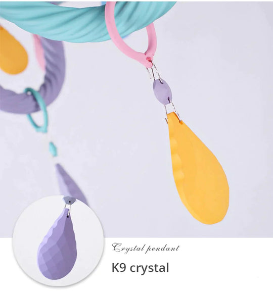 Colorful Crystal Chandelier Macaron Color Droplight Children Bedroom Lamp Creative Fantasy