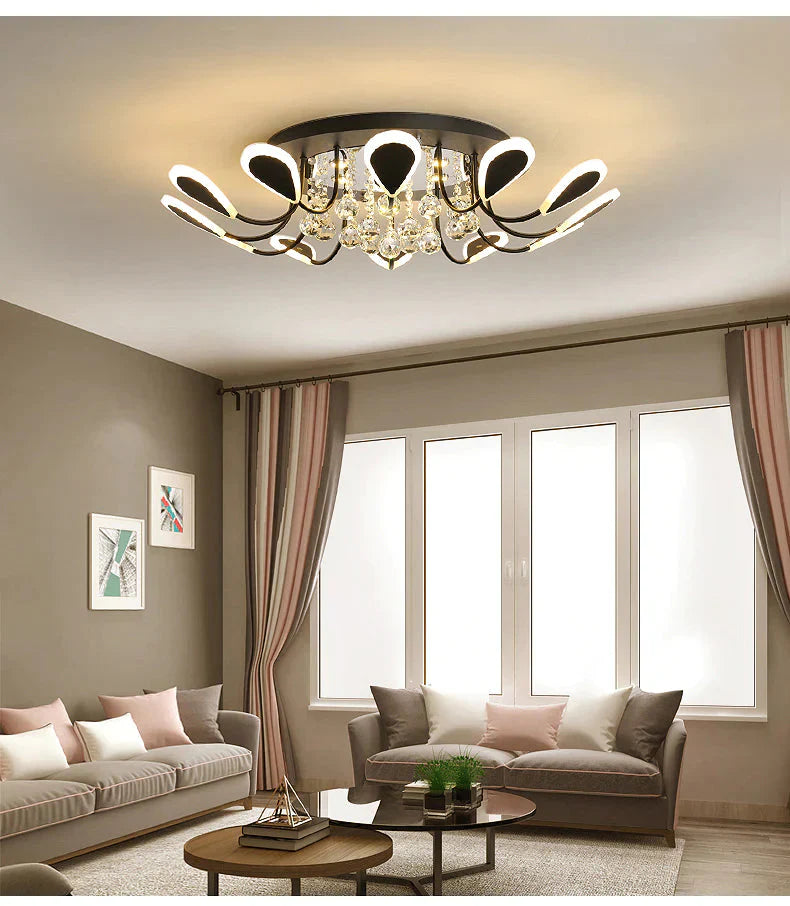 Luxury Creative Led Crystal Pendant Lights Black Dining Room Lamp Dimmable Home Lighting For Living