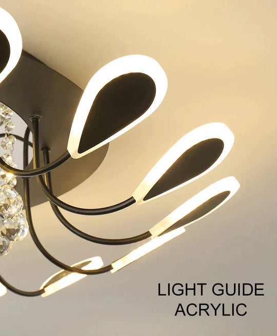 Luxury Creative Led Crystal Pendant Lights Black Dining Room Lamp Dimmable Home Lighting For Living