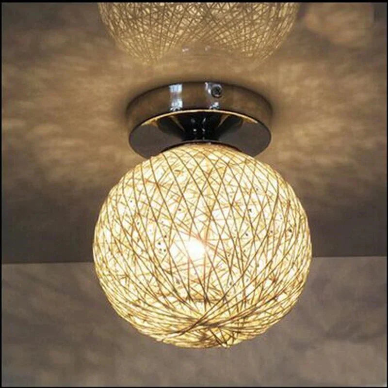Novelty Pendant Light Colorful Led Blub Indoor Lighting Vintage Metal Hemp Rope Lamp Restaurant