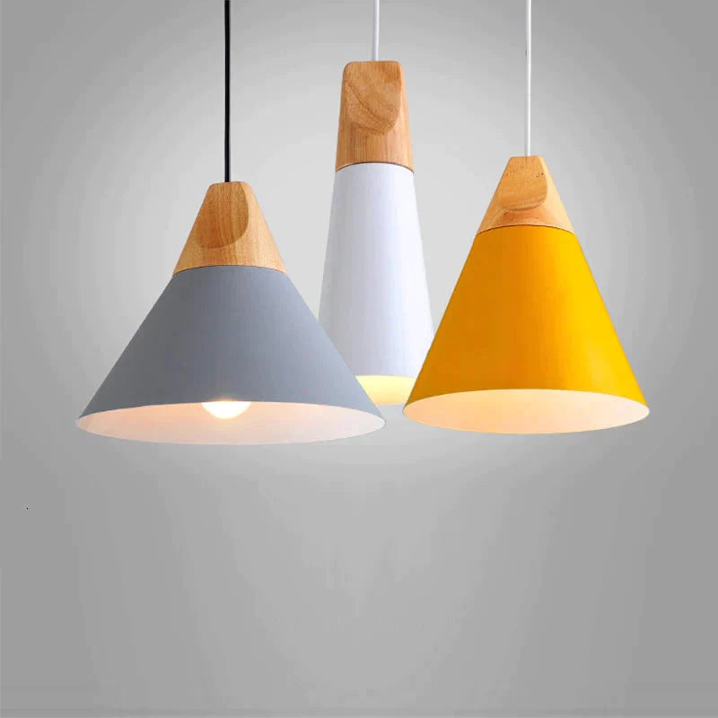 Nordic Modern Macaron Combination Wooden Pendant Lamp Loft Restaurant Cafe Decoration Light Bedroom