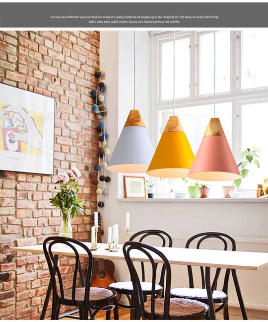 Nordic Modern Macaron Combination Wooden Pendant Lamp Loft Restaurant Cafe Decoration Light Bedroom