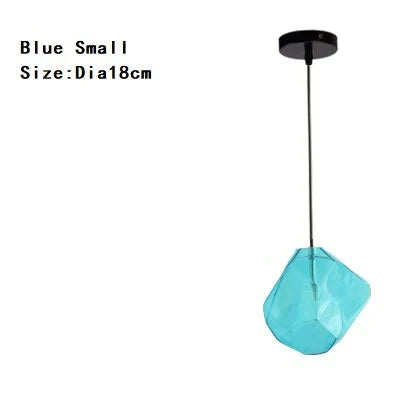 Modern Scandinavian Ice Crystal Glass Pendant Lights Creative Restaurant Hanging Colored Stone
