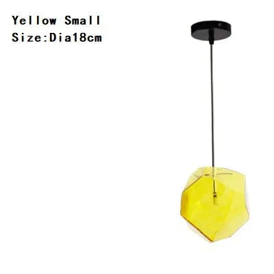 Modern Scandinavian Ice Crystal Glass Pendant Lights Creative Restaurant Hanging Colored Stone