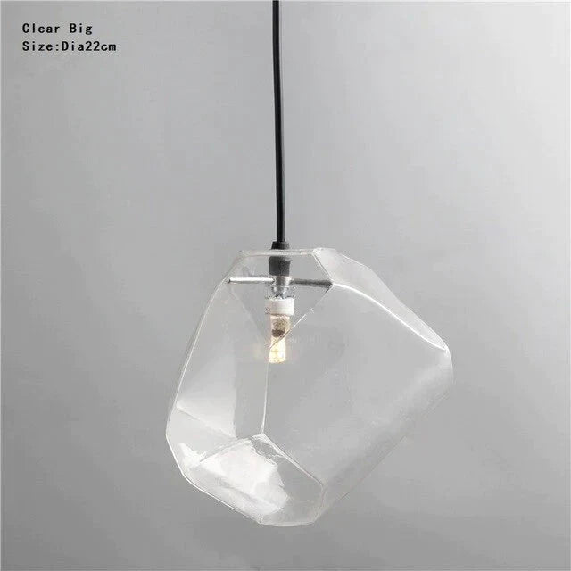Modern Scandinavian Ice Crystal Glass Pendant Lights Creative Restaurant Hanging Colored Stone