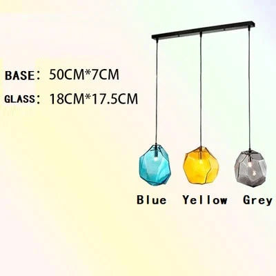 Modern Scandinavian Ice Crystal Glass Pendant Lights Creative Restaurant Hanging Colored Stone