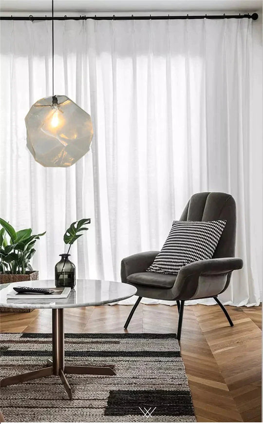 Modern Scandinavian Ice Crystal Glass Pendant Lights Creative Restaurant Hanging Colored Stone