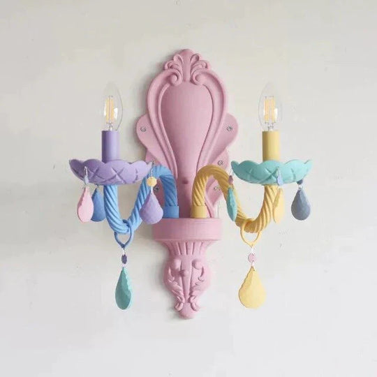 Makaron Color Crystal Pendant Lamp Children Bedroom Creative Fantasy Luminaire Stained Glass Lustre