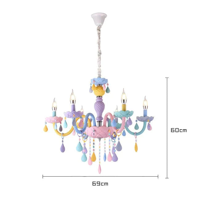 Makaron Color Crystal Pendant Lamp Children Bedroom Creative Fantasy Luminaire Stained Glass Lustre