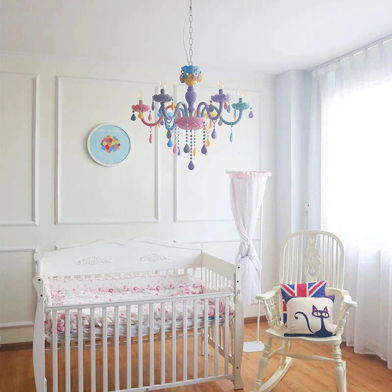 Makaron Color Crystal Pendant Lamp Children Bedroom Creative Fantasy Luminaire Stained Glass Lustre
