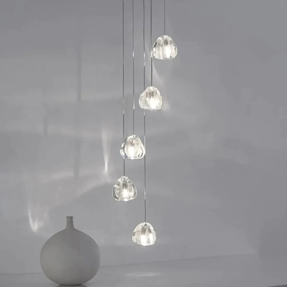 Crystal Chandeliers Lighting Loft Hanging Lamp Staircase Modern Luxury Long Wire Cristal Balls