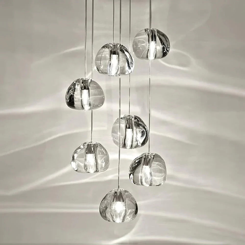 Crystal Chandeliers Lighting Loft Hanging Lamp Staircase Modern Luxury Long Wire Cristal Balls