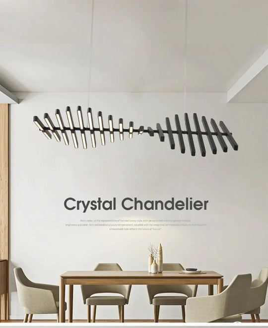 Creative Pendant Light Modern Fishbone Hanging Lamp For Bedroom Restaurant Office Minimalist