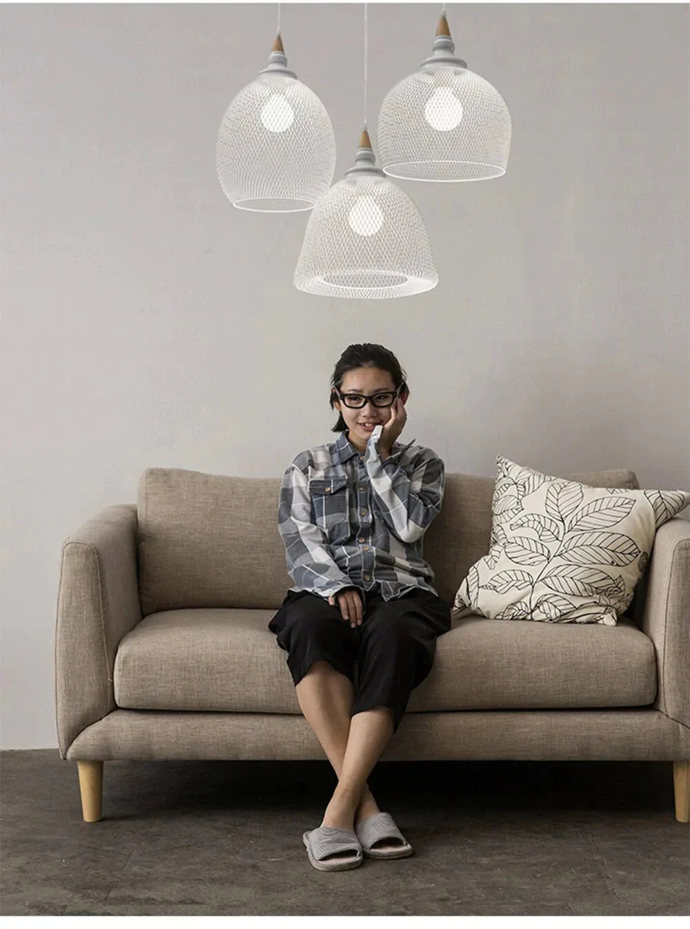 Wrought Iron Pendant Lights Hanging Lamp Wood Pleated Net Lighting E27 Restaurant Bar Hall Light