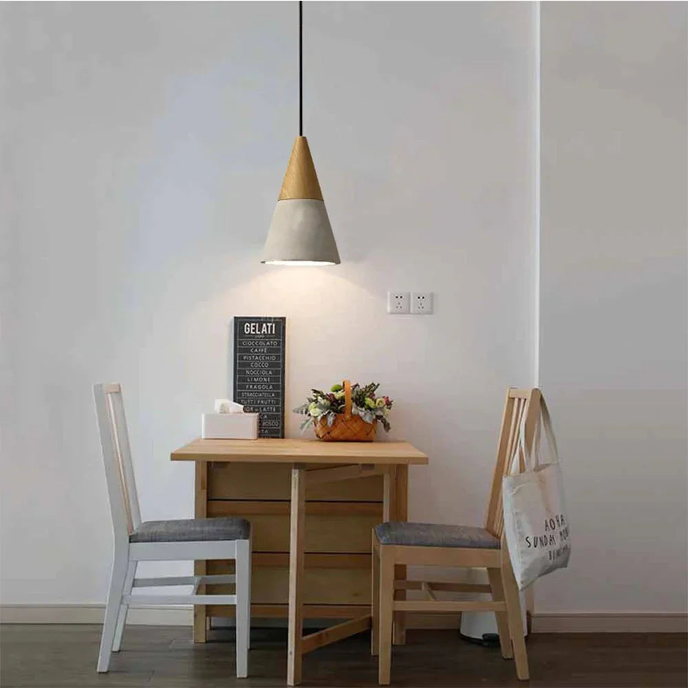 Nordic Industrial Pendant Lights E27 Logs Timber Cement Creative Art Attic Lamp Cafe Restaurant Pub