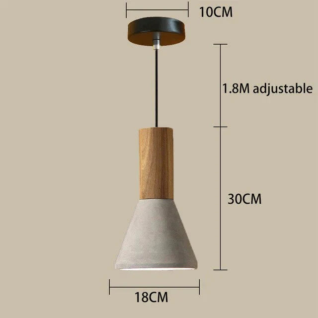 Nordic Industrial Pendant Lights E27 Logs Timber Cement Creative Art Attic Lamp Cafe Restaurant Pub
