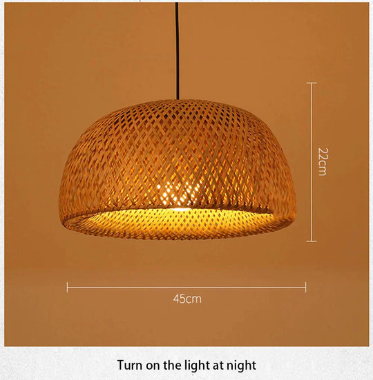 Bamboo Pendant Light Chinese Led Weaving Nest Antique E27 Hanging Lamps Lanterns Living Room