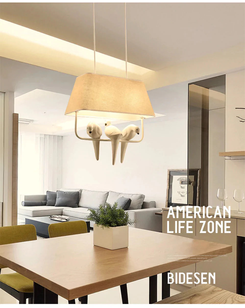 Cloth Pendant Lamp Modern Creative Bird Fixture Home Hanging Lights For Bedroom Cafe Hotel