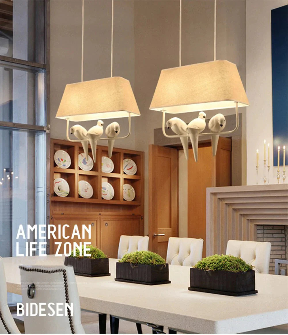 Cloth Pendant Lamp Modern Creative Bird Fixture Home Hanging Lights For Bedroom Cafe Hotel