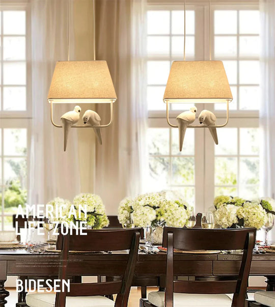 Cloth Pendant Lamp Modern Creative Bird Fixture Home Hanging Lights For Bedroom Cafe Hotel