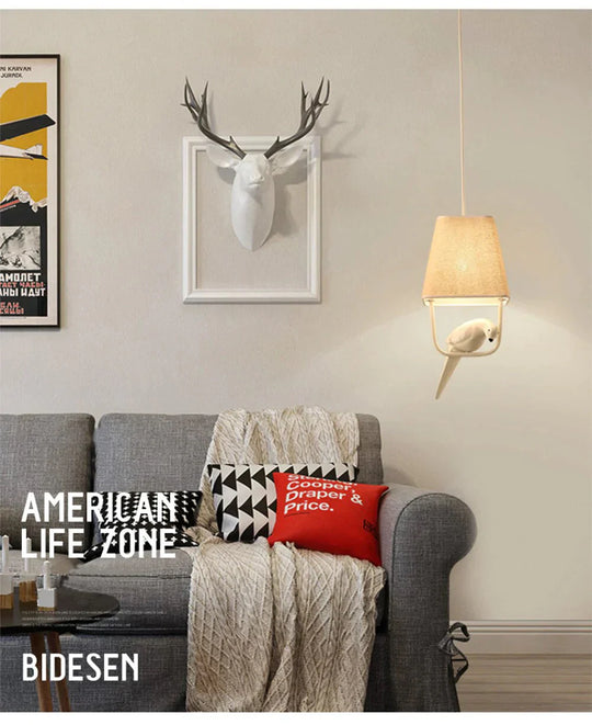 Cloth Pendant Lamp Modern Creative Bird Fixture Home Hanging Lights For Bedroom Cafe Hotel