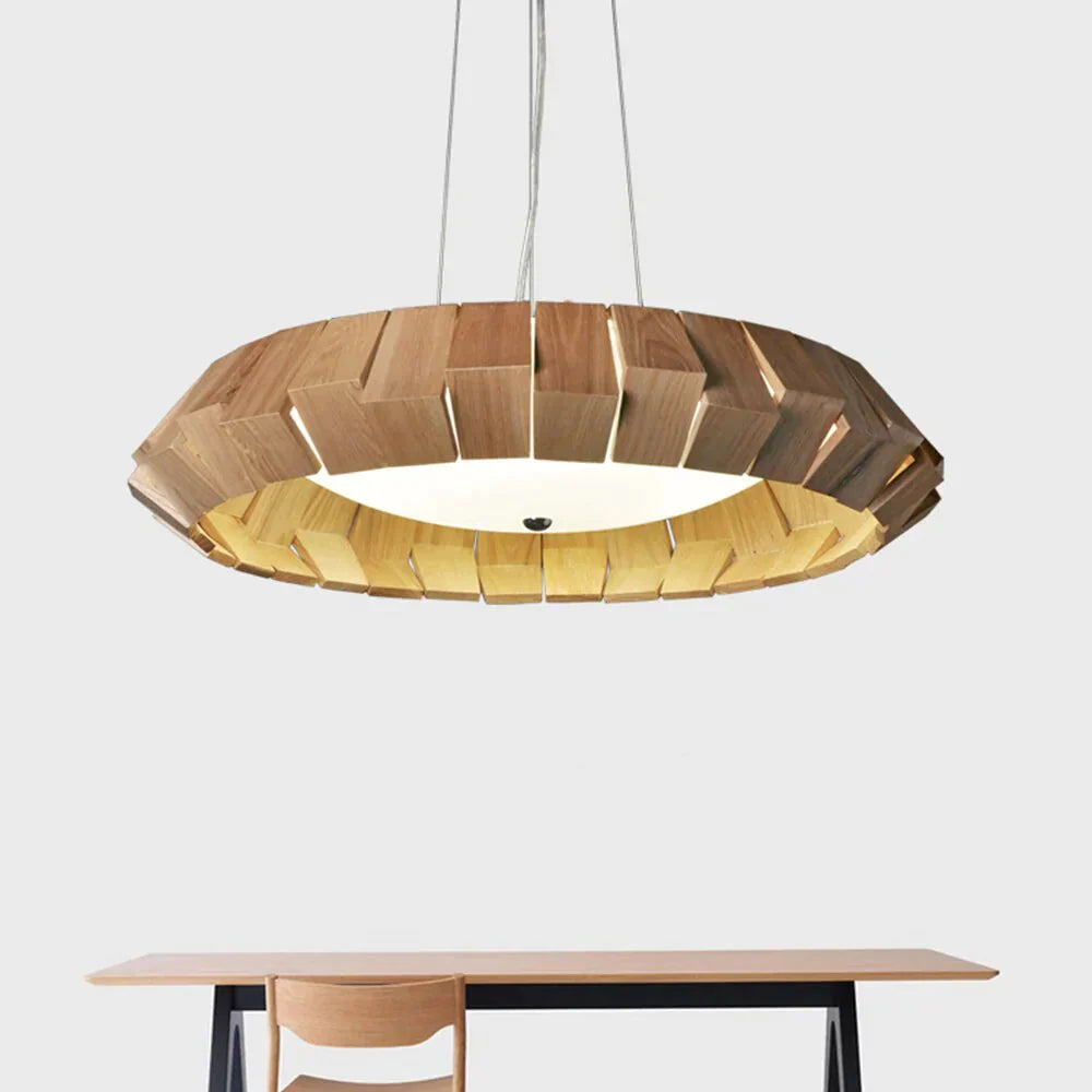 Nordic Creative Wood Pendant Lights Led Round Hanging Lamp For Living Room Study Decorative
