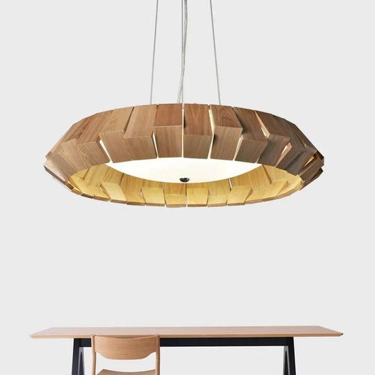 Nordic Creative Wood Pendant Lights Led Round Hanging Lamp For Living Room Study Decorative