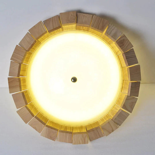 Nordic Creative Wood Pendant Lights Led Round Hanging Lamp For Living Room Study Decorative