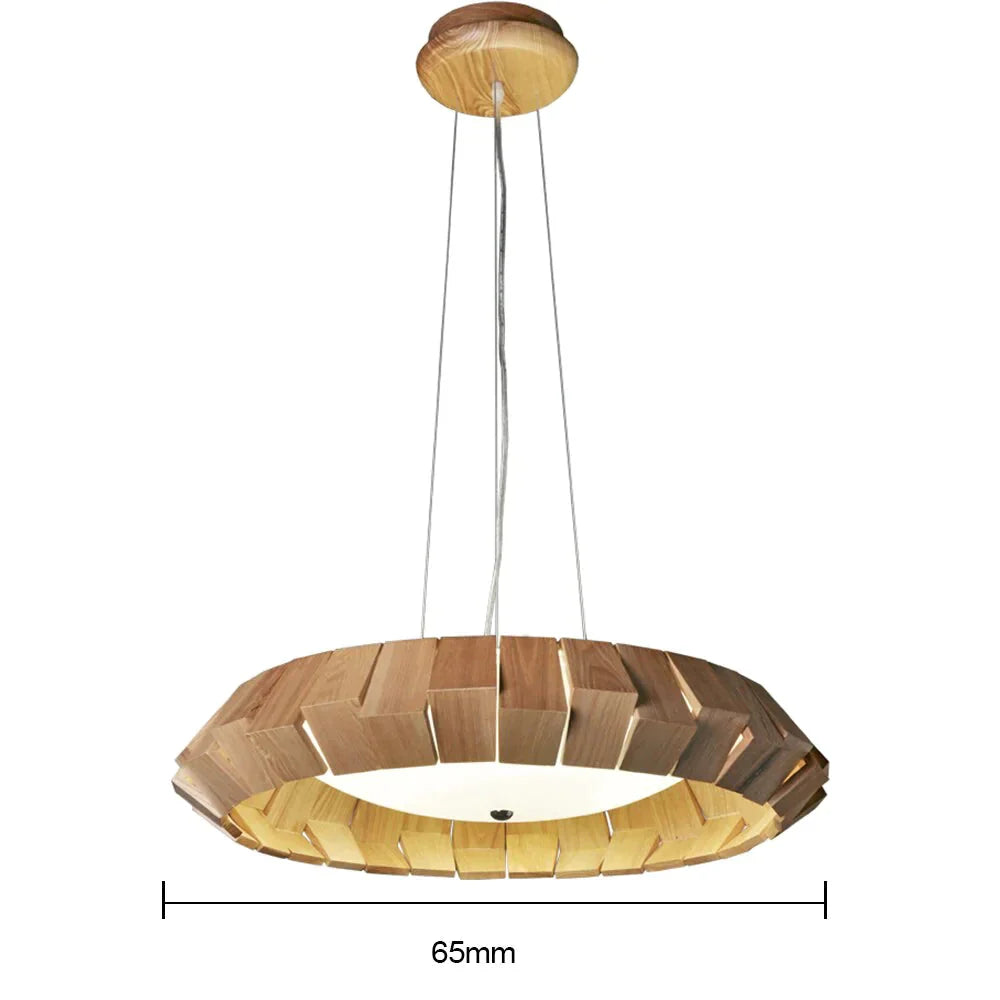 Nordic Creative Wood Pendant Lights Led Round Hanging Lamp For Living Room Study Decorative