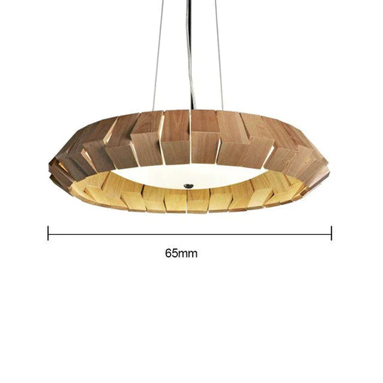 Nordic Creative Wood Pendant Lights Led Round Hanging Lamp For Living Room Study Decorative