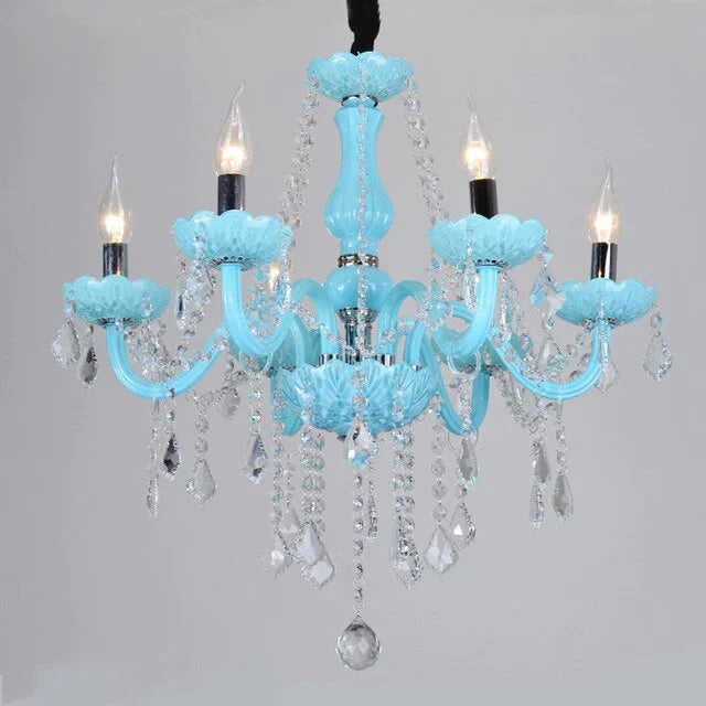 Crystal Chandelier Lighting Mediterranean Lamp Blue Lights For Kids Living Room Bedroom Coffee Shop