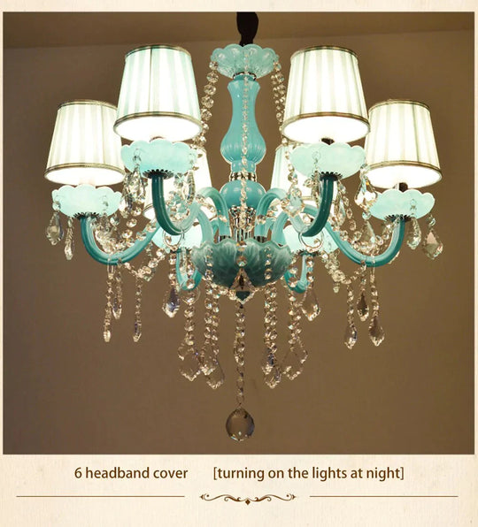 Crystal Chandelier Lighting Mediterranean Lamp Blue Lights For Kids Living Room Bedroom Coffee Shop