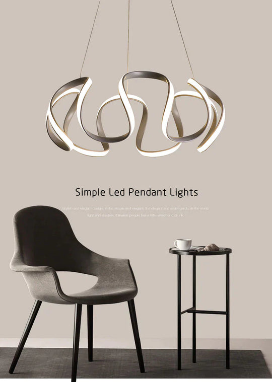 Surface Mounted Modern Led Pendant Light For Living Room Bedroom Dining Fixtures Gray Color Ceiling