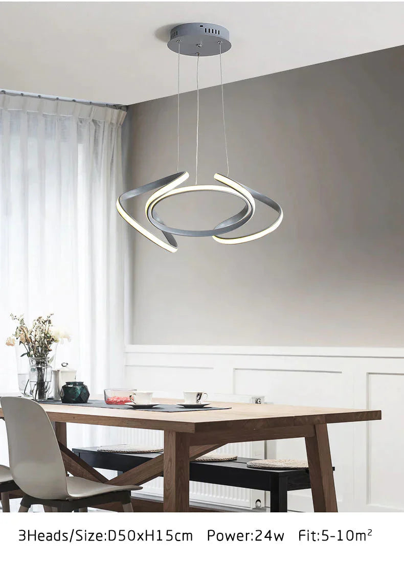 Surface Mounted Modern Led Pendant Light For Living Room Bedroom Dining Fixtures Gray Color Ceiling