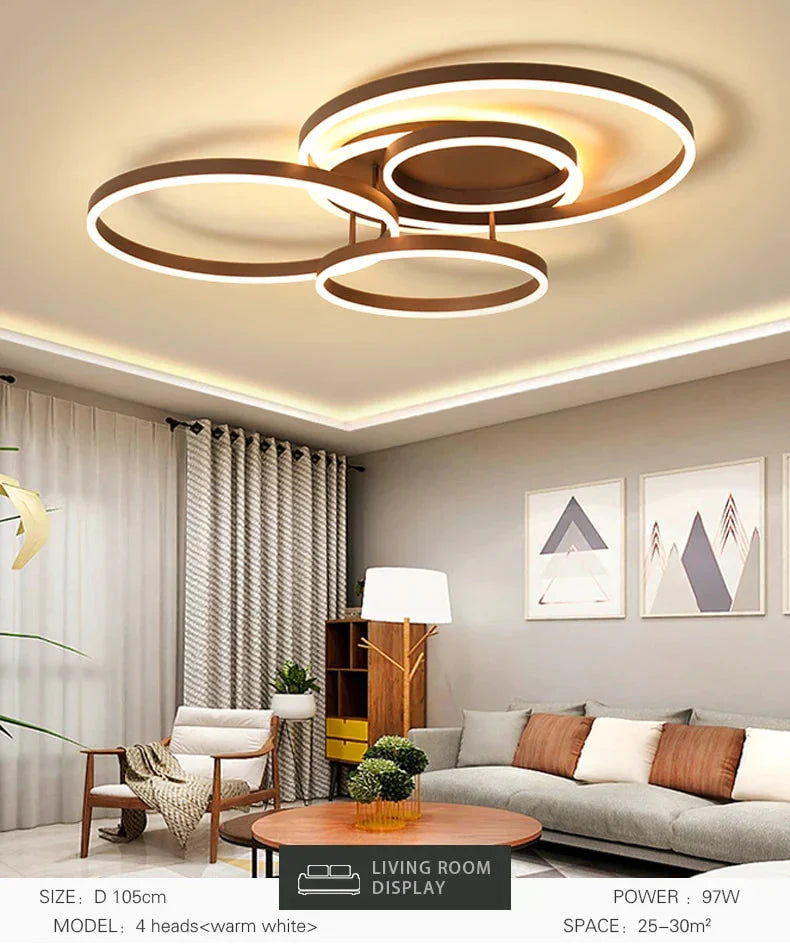 Surface Mounted Modern Led Ceiling Light For Living Room Bedroom Dining White&amp;Coffee Lustre