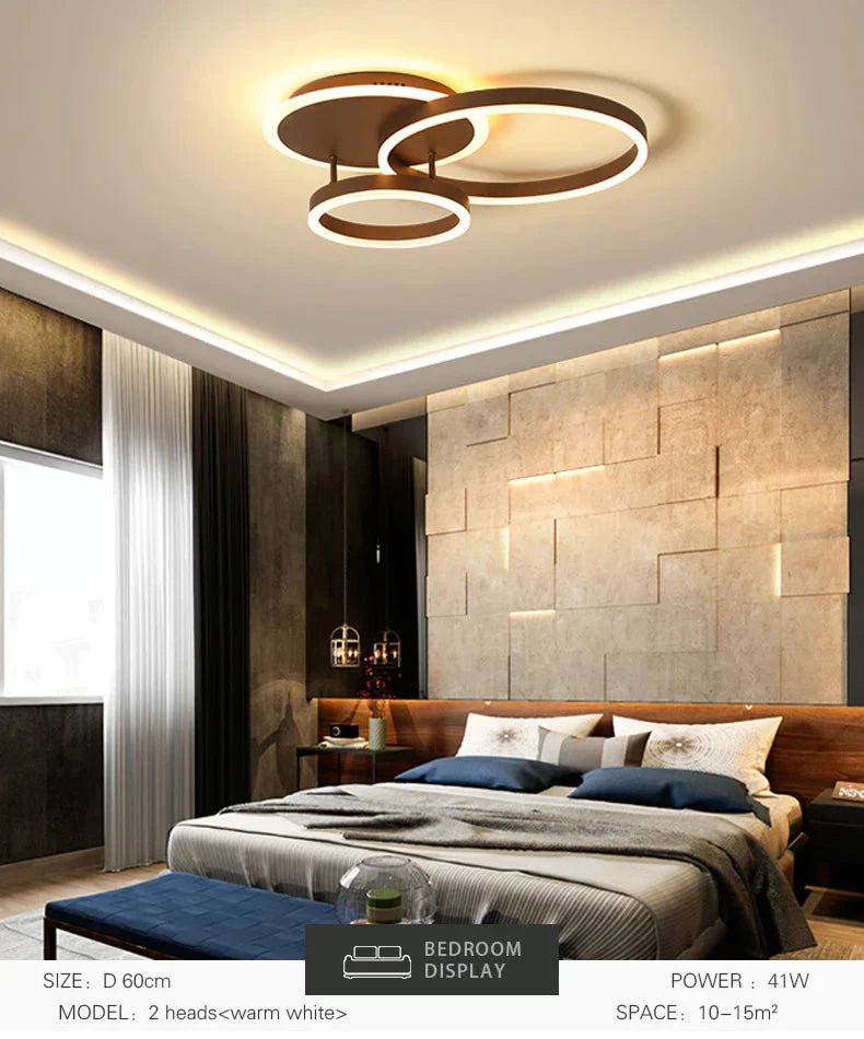 Surface Mounted Modern Led Ceiling Light For Living Room Bedroom Dining White&amp;Coffee Lustre