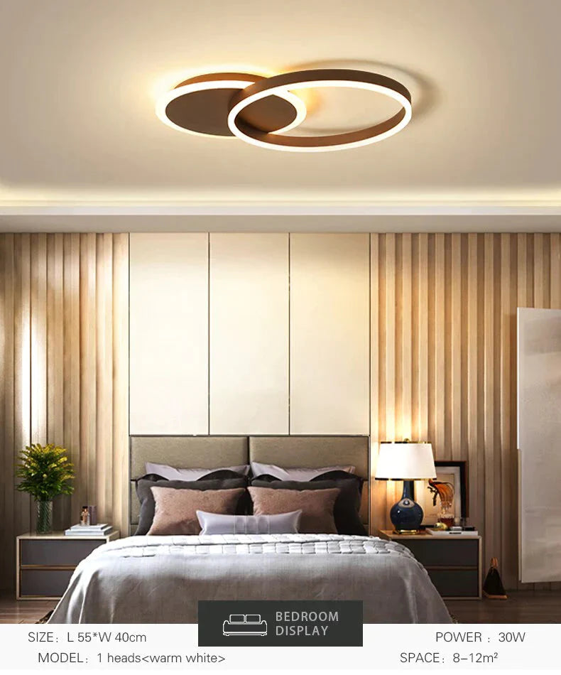 Surface Mounted Modern Led Ceiling Light For Living Room Bedroom Dining White&amp;Coffee Lustre
