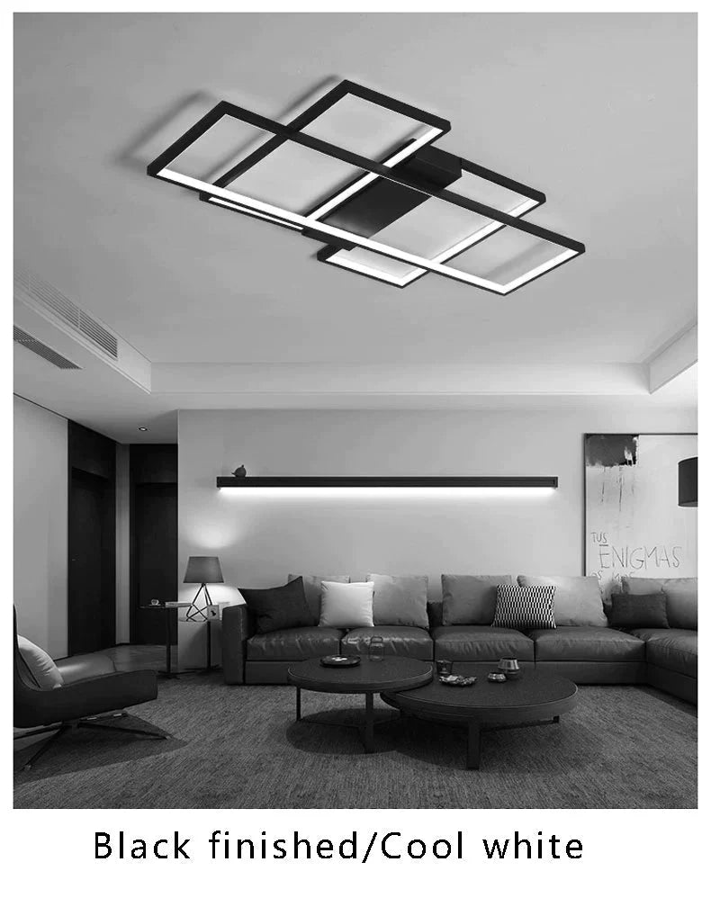 Modern Led Ceiling Light Living Room Bedroom Dining Aluminum Alloy Black&amp;White Chandelier Lamp