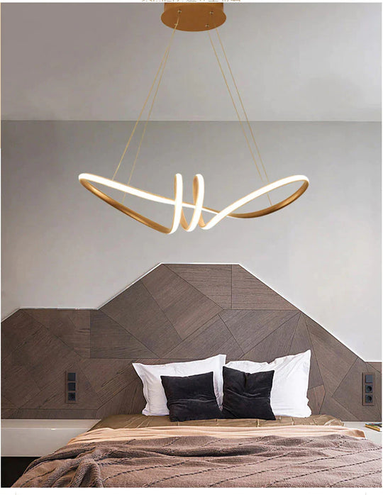 Art Decoration Modern Led Pendant Light Dining Room Bedroom Living Luminaires Gold Body Ceiling