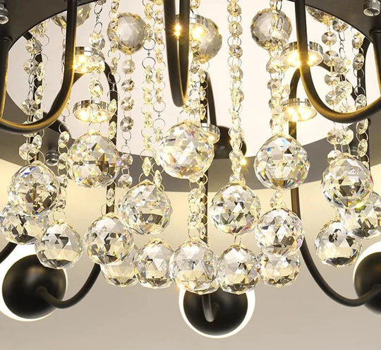 Modern Led Crystal Pendant Lights Art Ball Black/White Lighting For Living Room Bedroom Dining