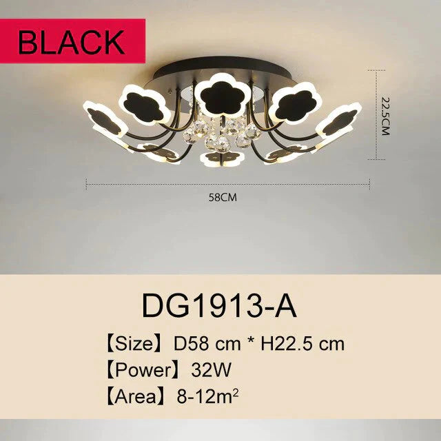 Modern Crystal Pendant Lights White Flower Creative Led Lamp For Living Room Bedroom Kitchen